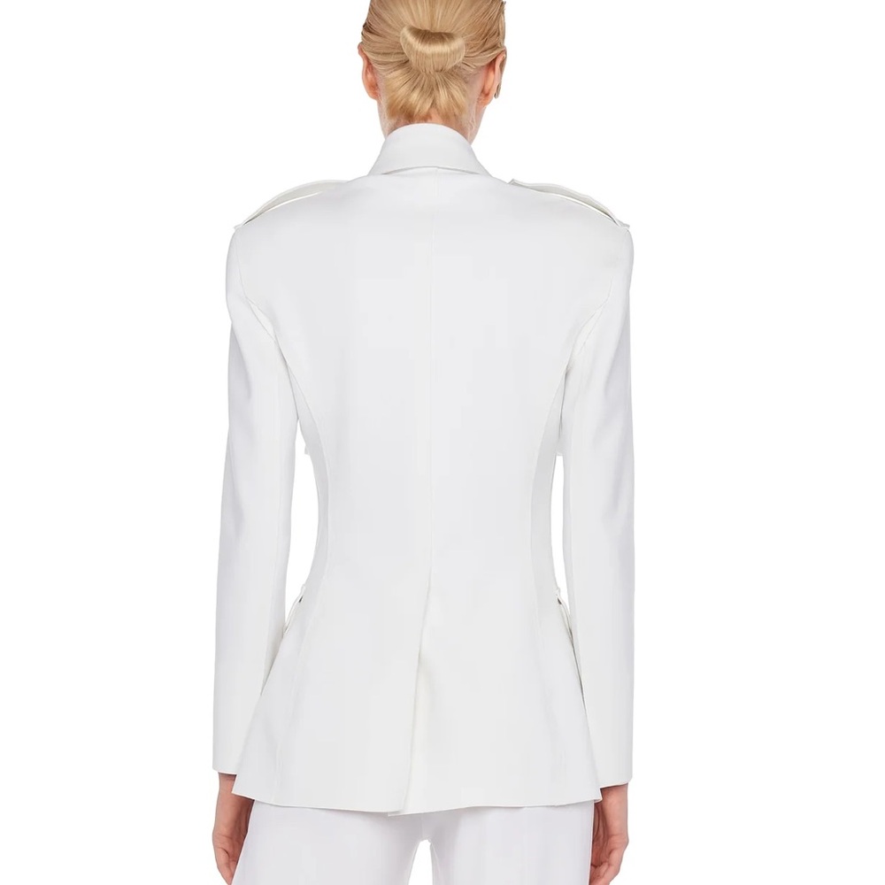 Norma Kamali Single Breasted Scuba Cargo Blazer, white, size S - Picture 10 of 15